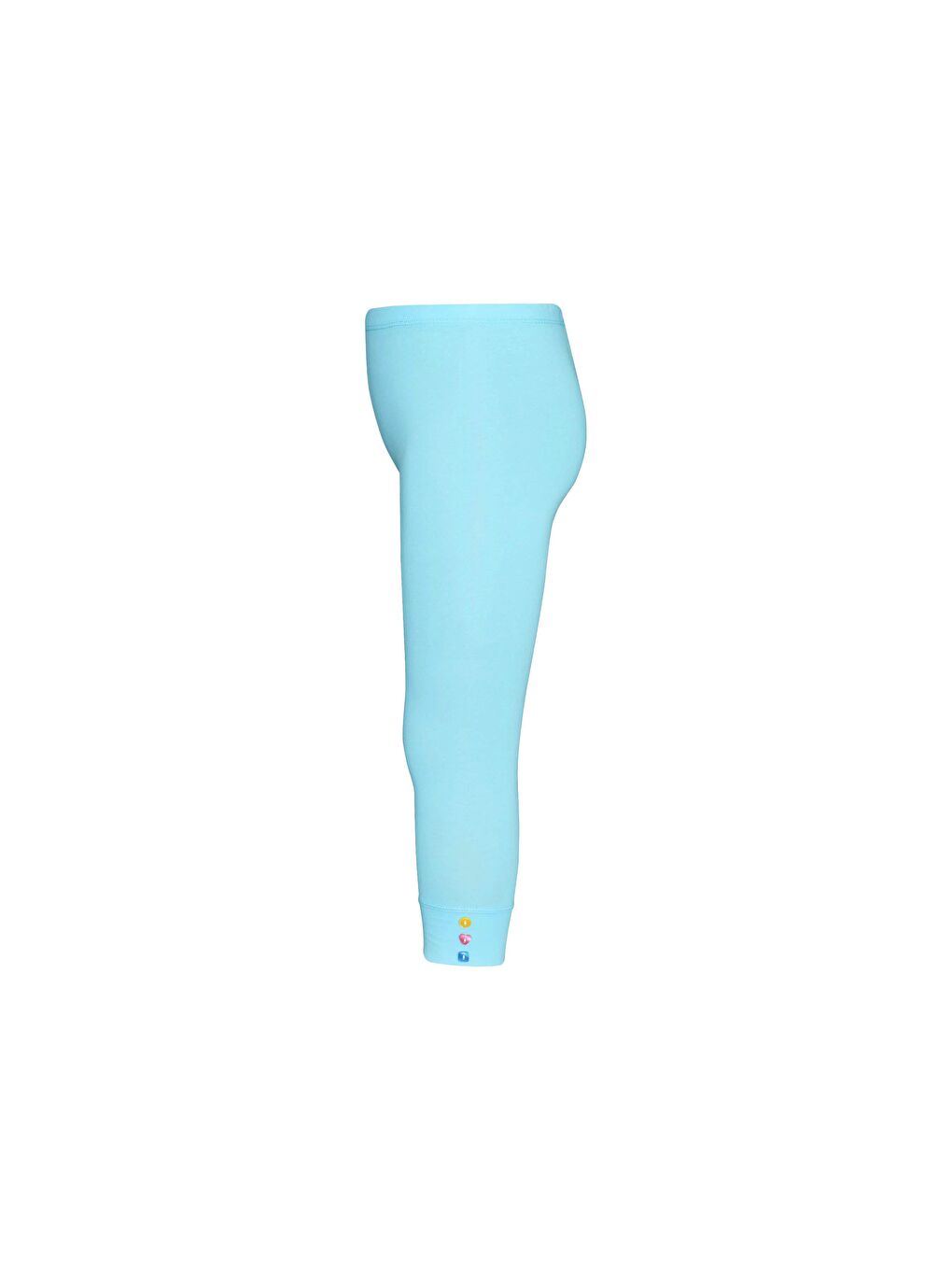 Uçuk Turkuaz Kız Çocuk Tam Boy Düğmeli Manşetli Tayt-1