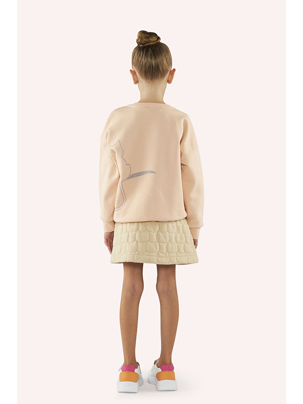 Pembe Kız Çocuk Sırtı Baskı Detaylı Somon Sweatshirt-2