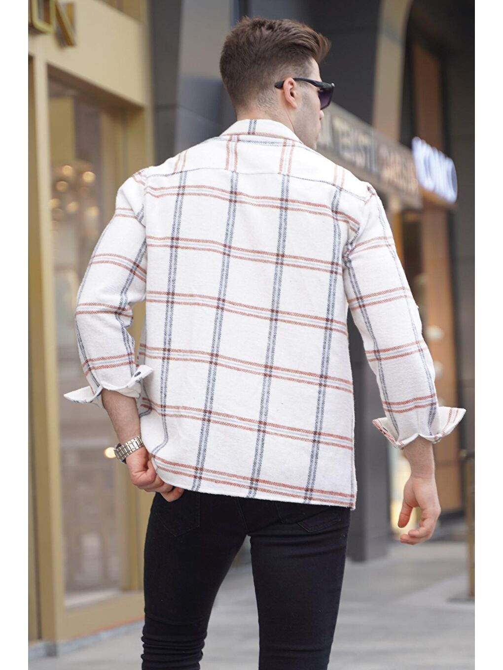 Madmext Ekru Regular Fit Oduncu Gömlek 5556 - 1