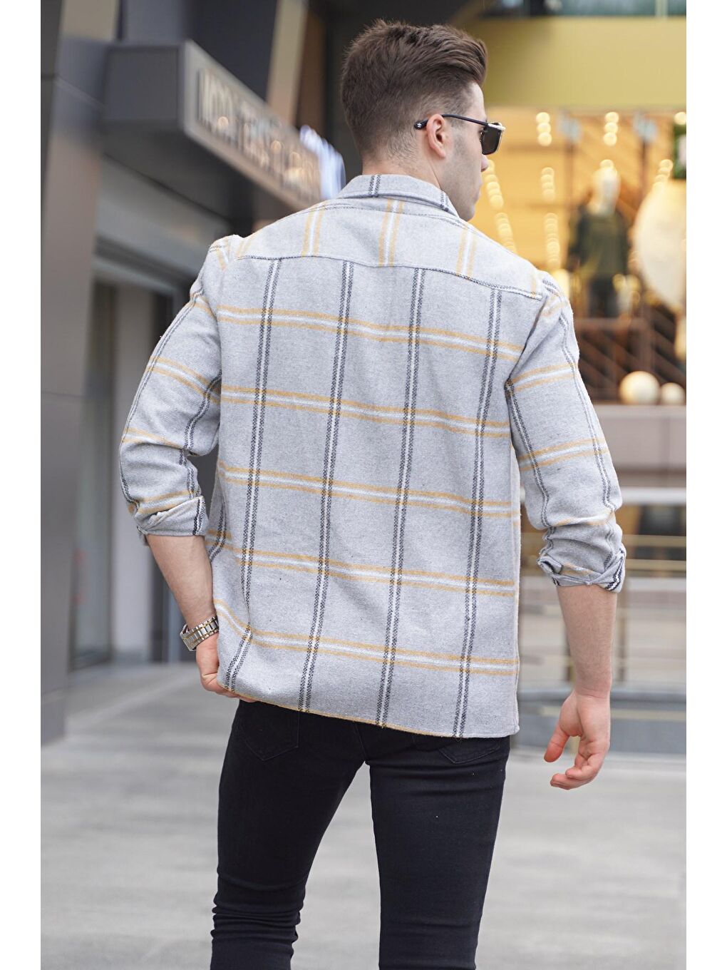 Gri Regular Fit %100 Pamuk Oduncu Gömlek 5556-1