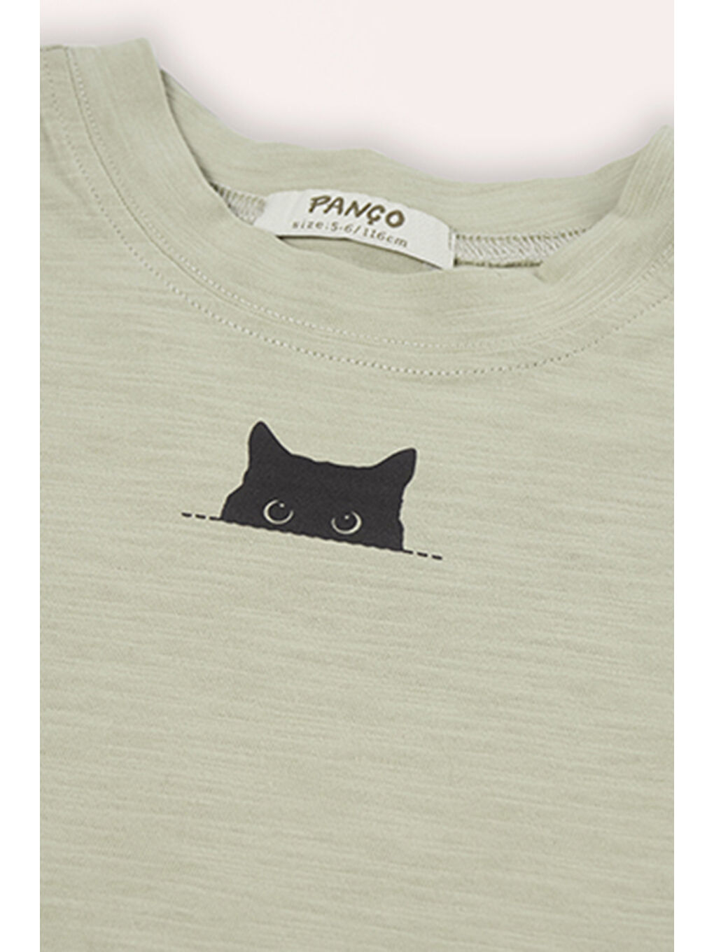 Erkek Çocuk Baskı Detaylı Açık Haki Tişört-2