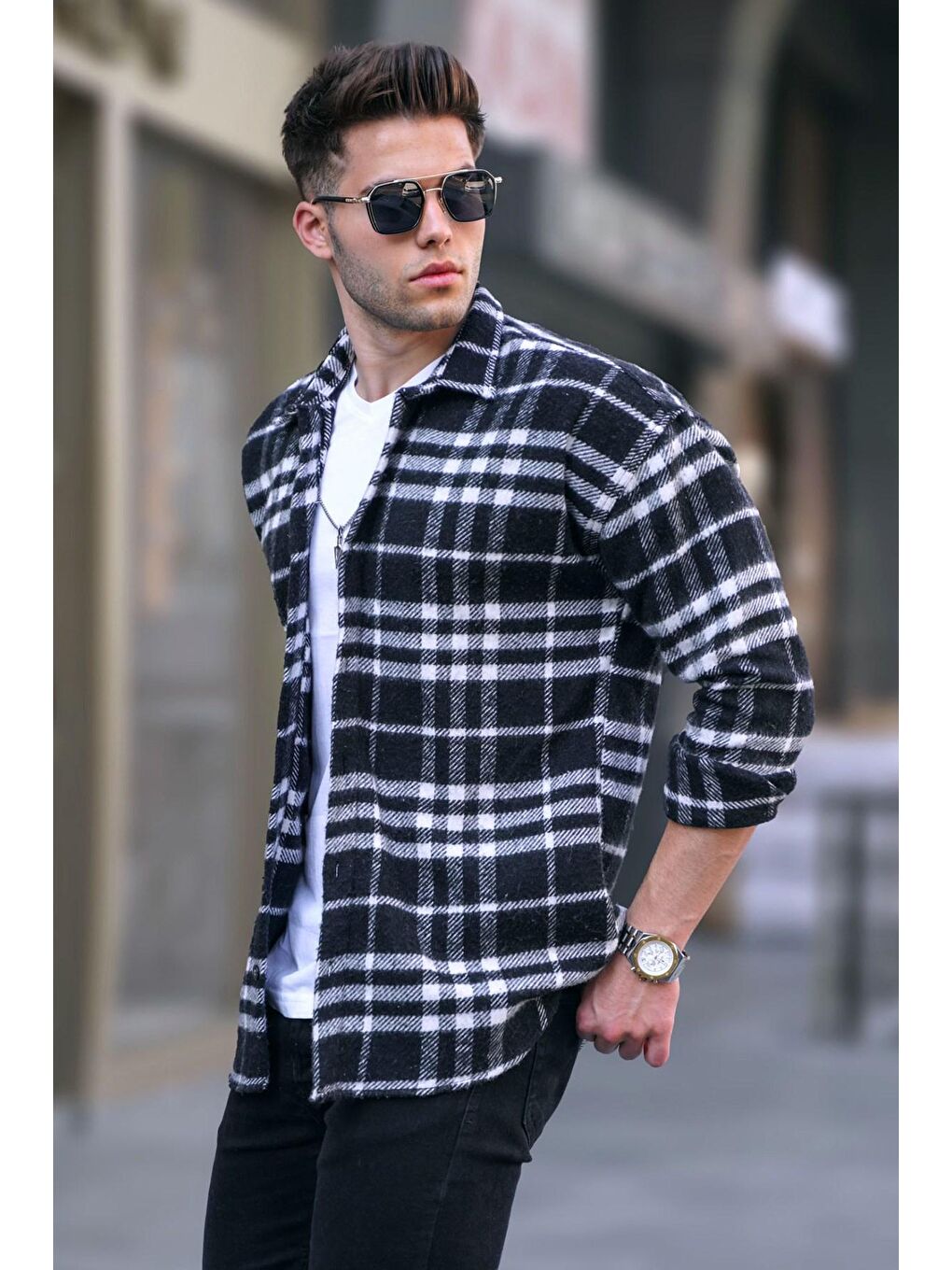 Siyah Regular Fit %100 Pamuk Oduncu Gömlek 5553