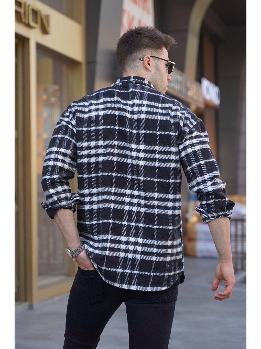 Siyah Regular Fit %100 Pamuk Oduncu Gömlek 5553-1