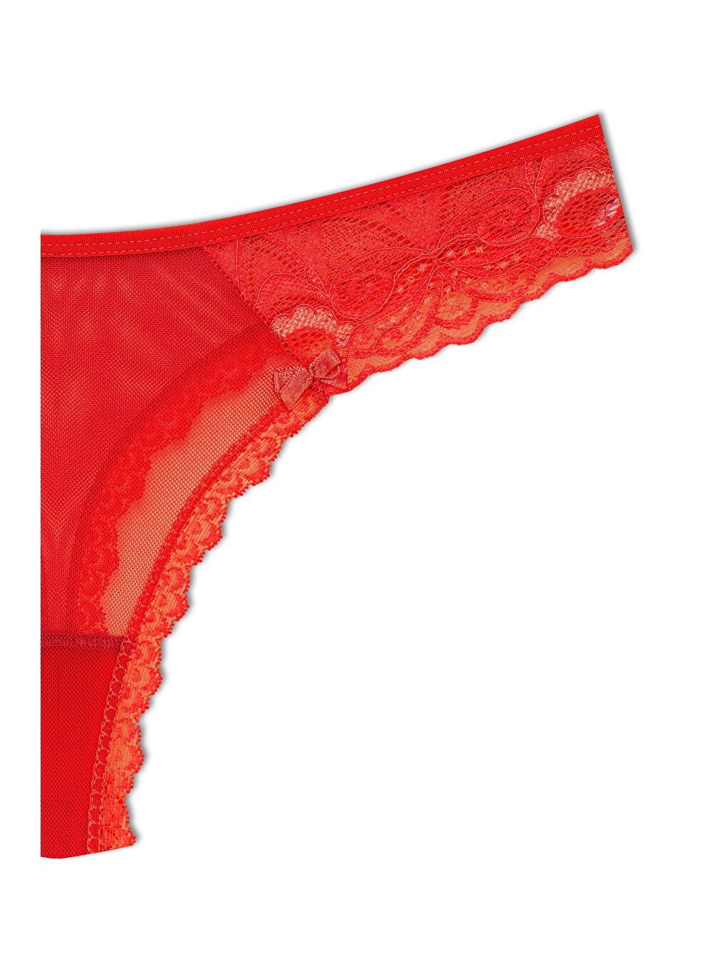 Kırmızı Tül Dantel Tanga Kadın Külot 3'Lü-7