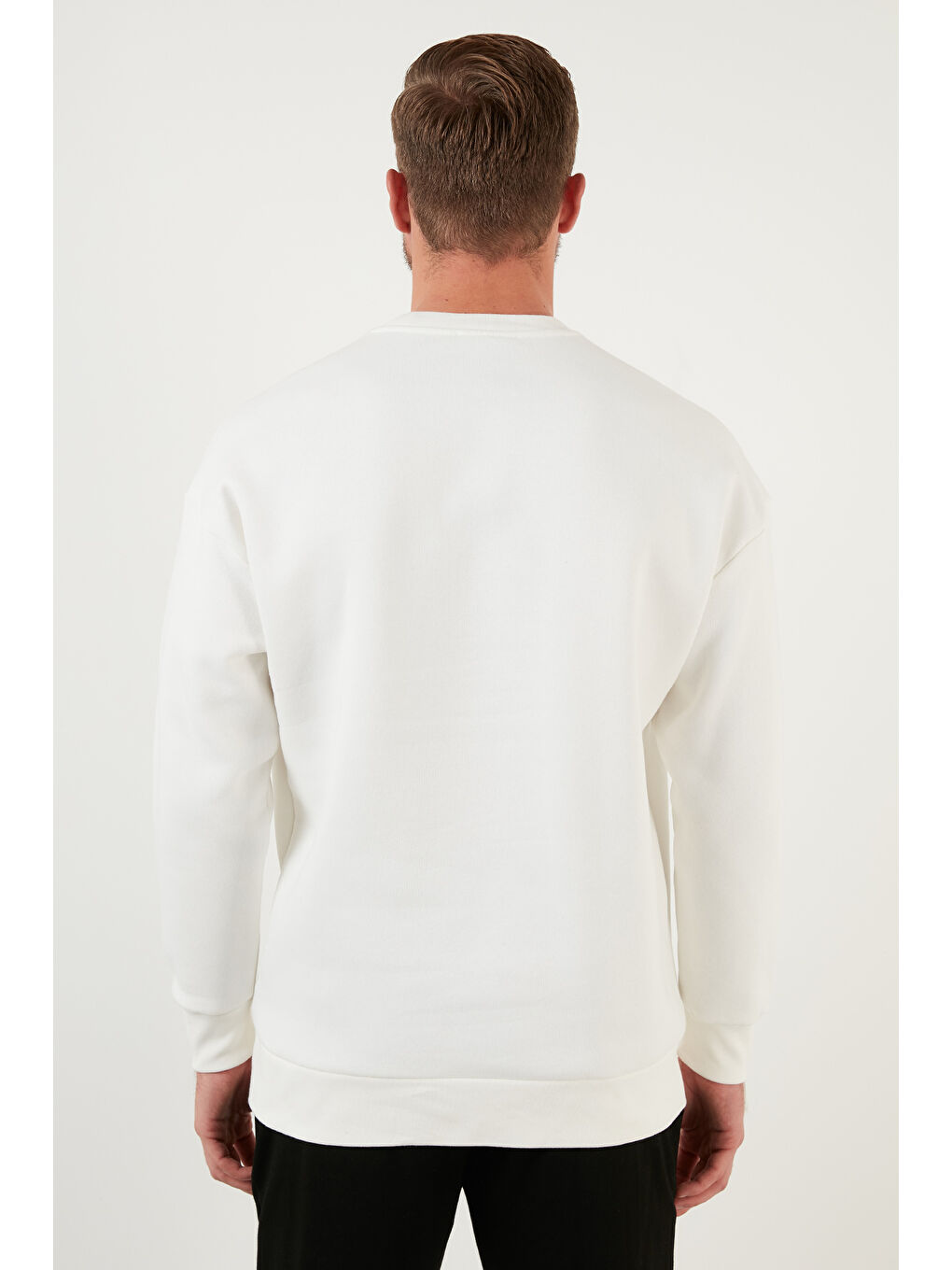 Ekru Pamuklu Oversize İçi Tüylü Yumuşak Şardonlu Erkek Sweat 572METAVERSE-5