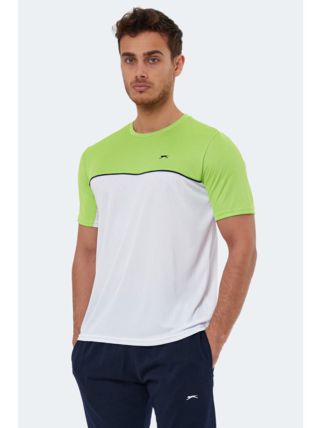 SLAZENGER Beyaz-Yeşil OBSERVE Erkek Kısa Kol T-Shirt Beyaz / Yeşil - 2