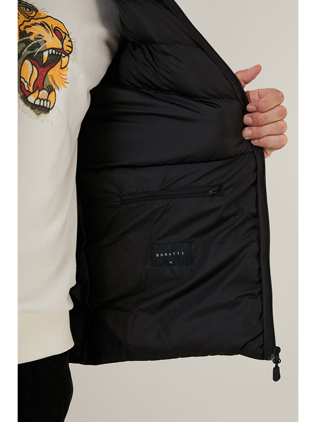 Haki Slim Fit Dik Yaka Cepli Şişme Erkek Yelek 6274850-5