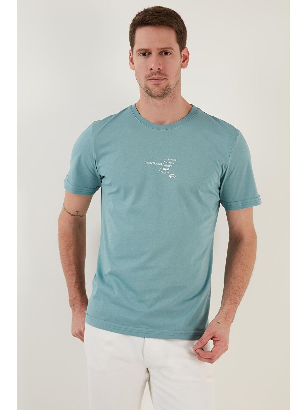 Mavi % 100 Pamuk Regular Fit Bisiklet Yaka Tişört 5902623-4