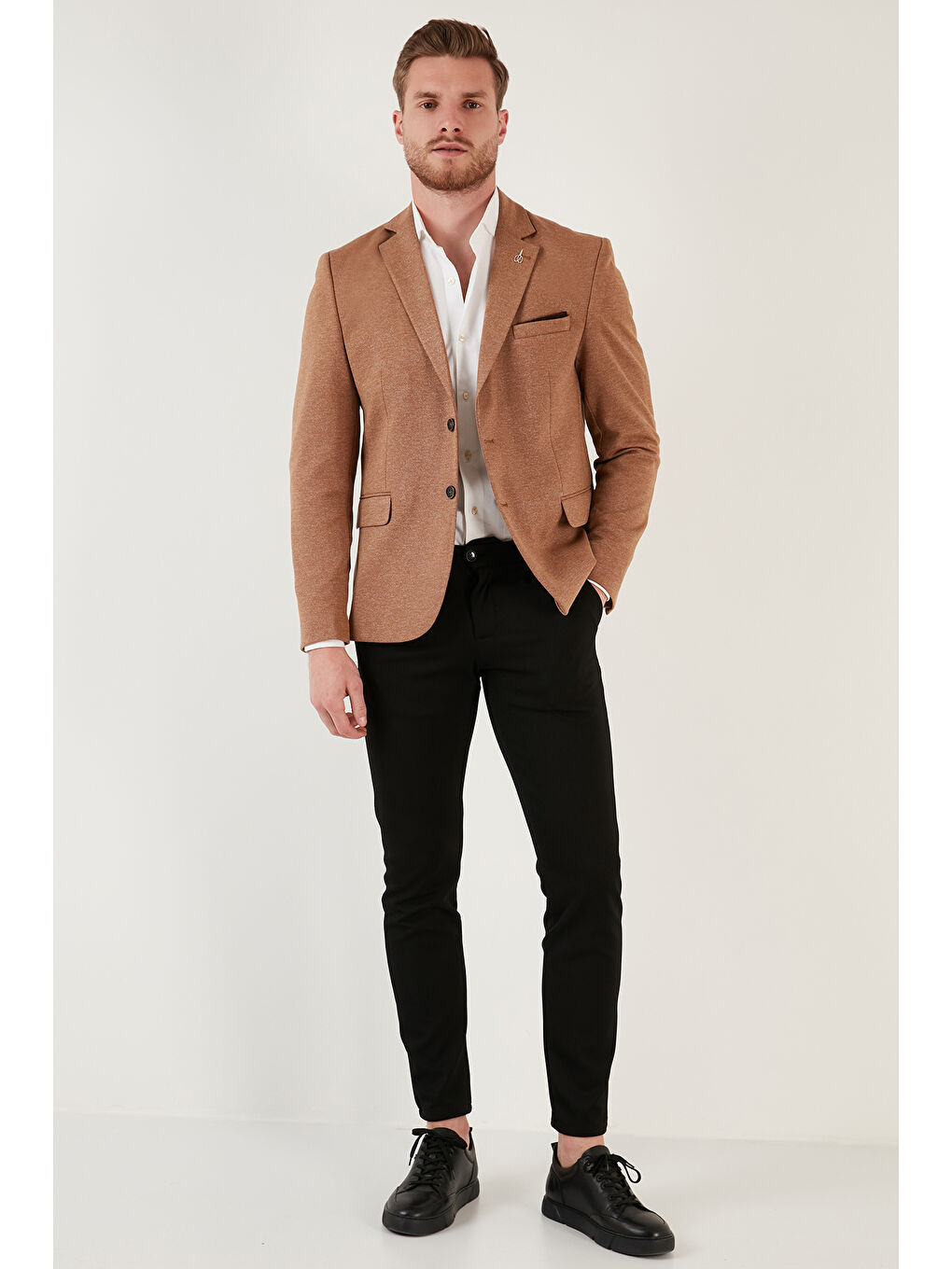 Kahverengi Slim Fit 6 Drop Çift Yırtmaçlı Blazer Erkek Ceket SAVUE-5