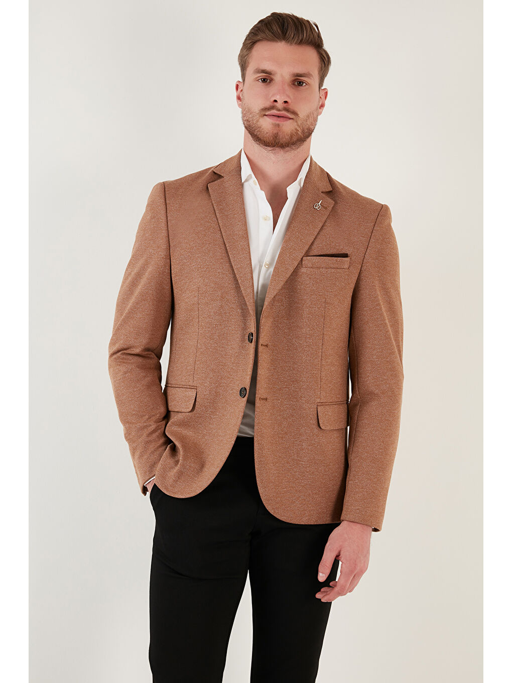 Kahverengi Slim Fit 6 Drop Çift Yırtmaçlı Blazer Erkek Ceket SAVUE-6