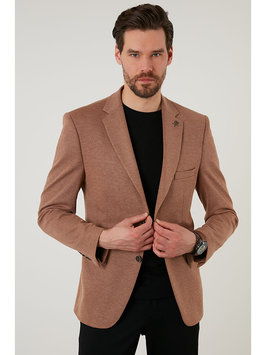 Kahverengi Slim Fit 6 Drop Çift Yırtmaçlı Blazer Erkek Ceket SAVUE-7