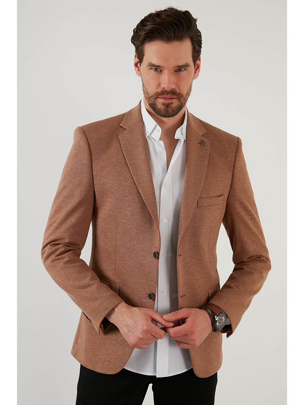 Kahverengi Slim Fit 6 Drop Çift Yırtmaçlı Blazer Erkek Ceket SAVUE-8