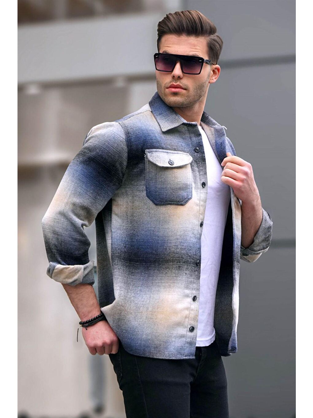 Lacivert Ekoseli Oduncu Gömlek 5563