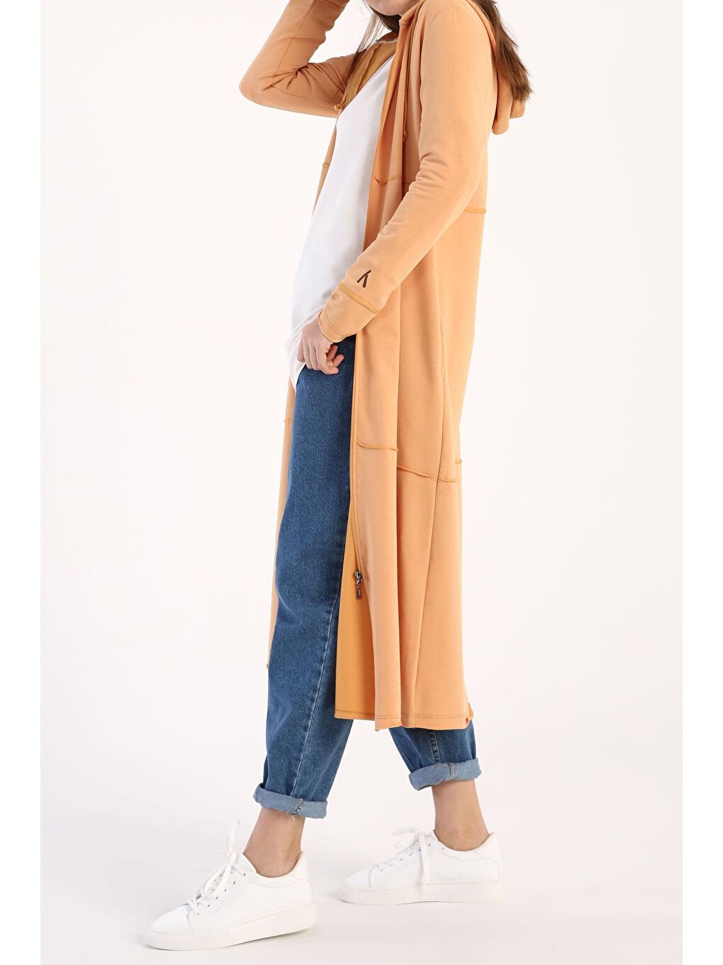 Açık Sarı Pamuklu Kapüşonlu Hırka