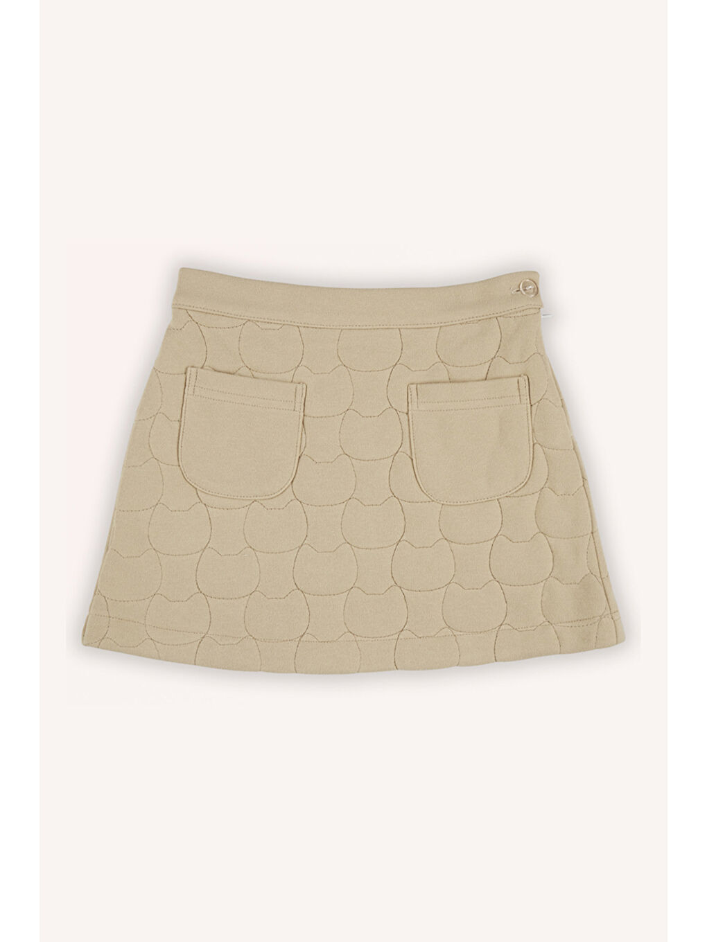 Kız Çocuk Kedi Kapitoneli Bej Örme Etek-5