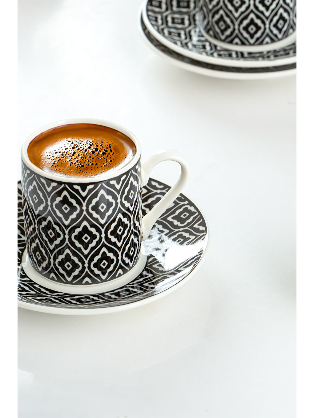 Siyah Yx05 Desenli Porselen Fincan Takımı - Türk Kahvesi 6 Kişilik 90 Cc-2