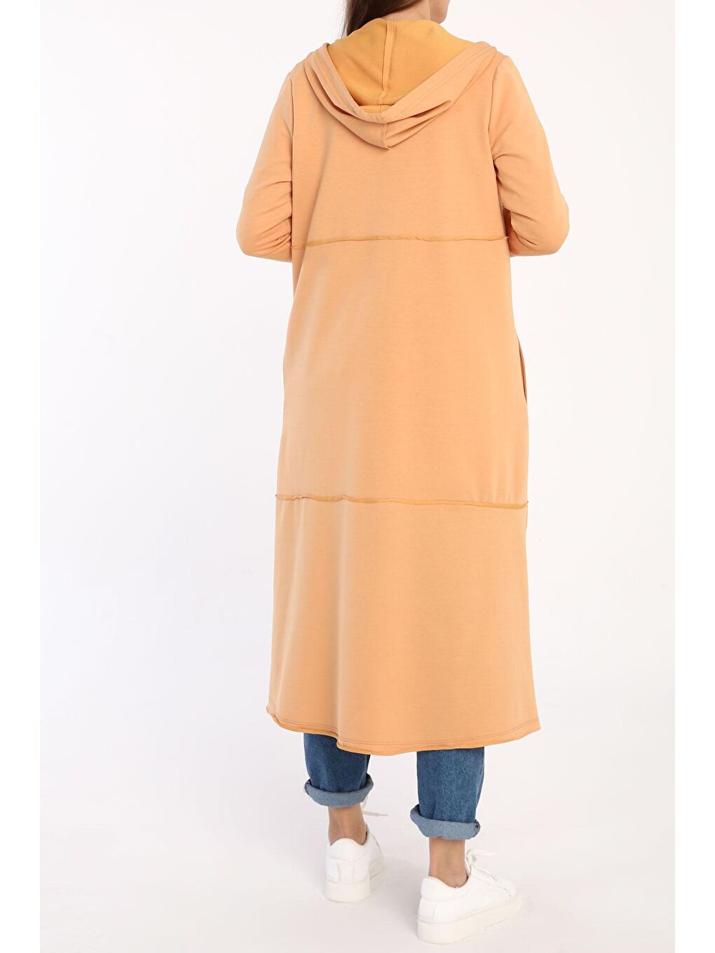 Açık Sarı Pamuklu Kapüşonlu Hırka-4