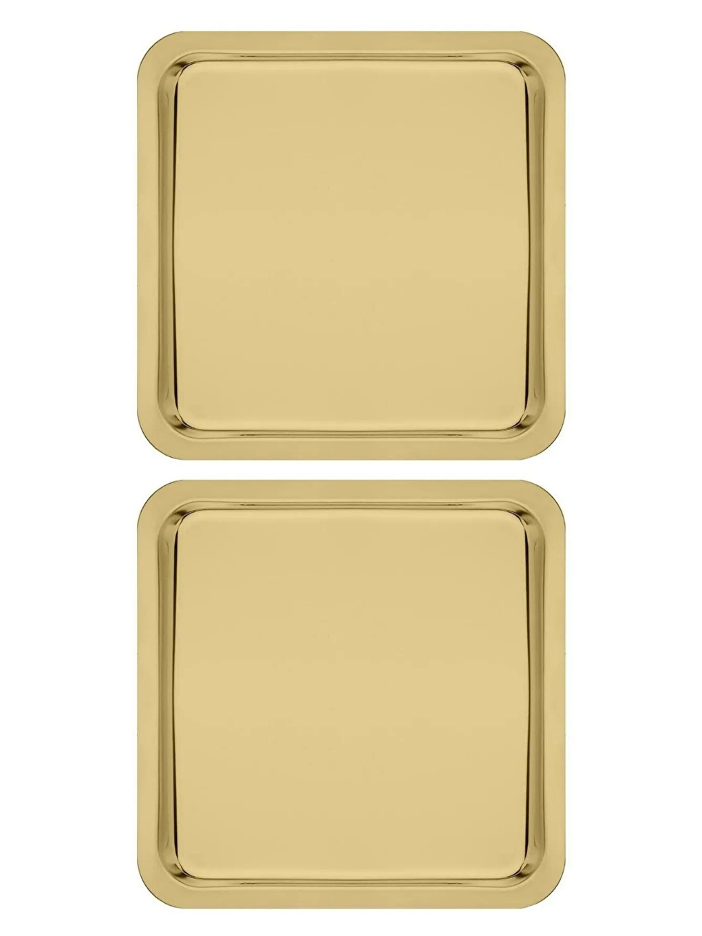Sarı Paslanmaz Çelik Gold Renk Sunum Tepsisi 21 x21 cm 2 Adet