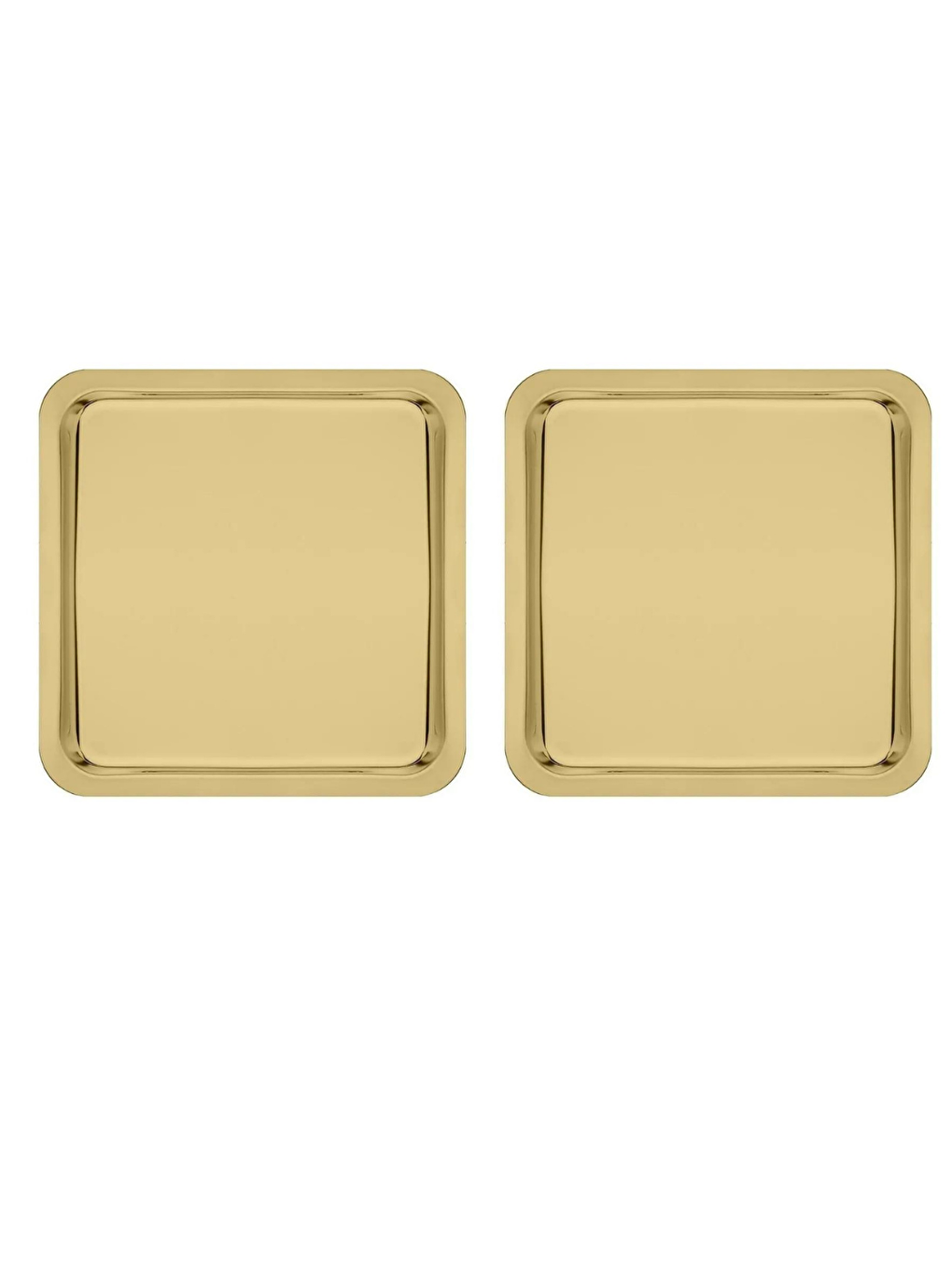 Sarı Paslanmaz Çelik Gold Renk Sunum Tepsisi 21 x21 cm 2 Adet-1