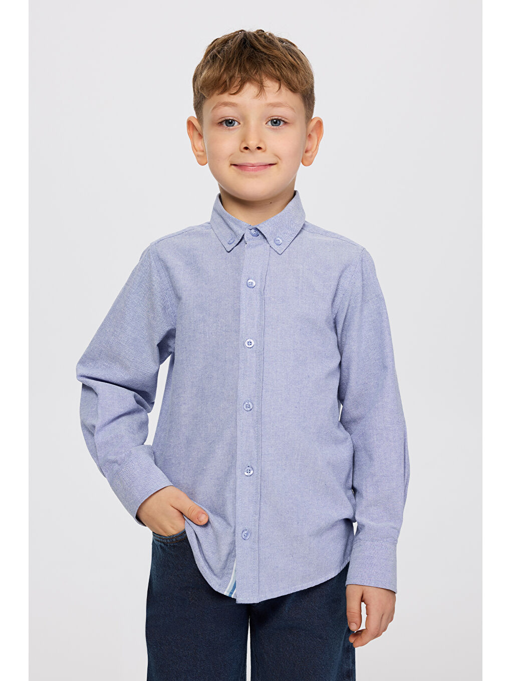 Erkek Çocuk Oxford Mavi Gömlek-1