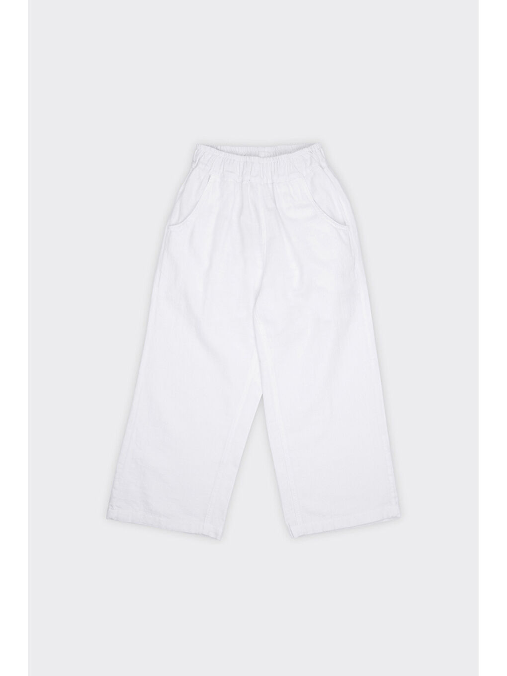 Kız Çocuk Beli Lastikli Beyaz Pantolon