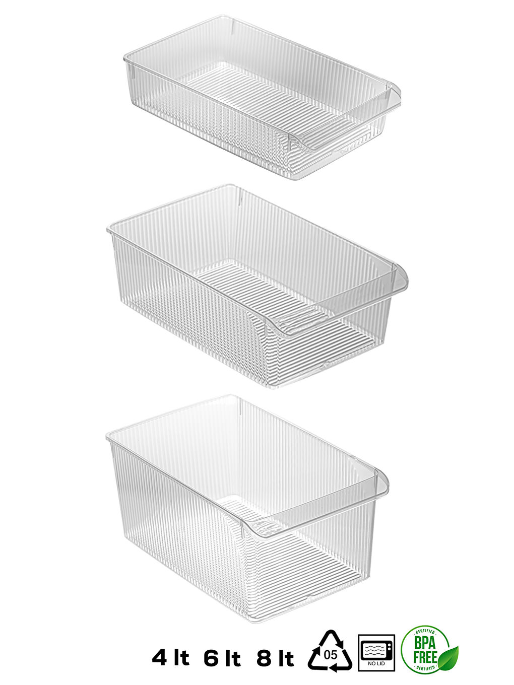 Beyaz 6 Adet Dolap İçi ve Buzdolabı İçi Düzenleyici Banyo Mutfak Organizeri 4*6*8 Litre 20x32x14 cm-2