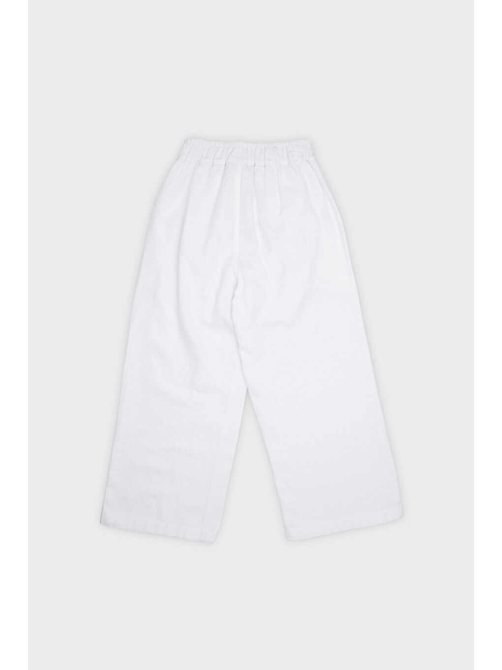 Kız Çocuk Beli Lastikli Beyaz Pantolon-1