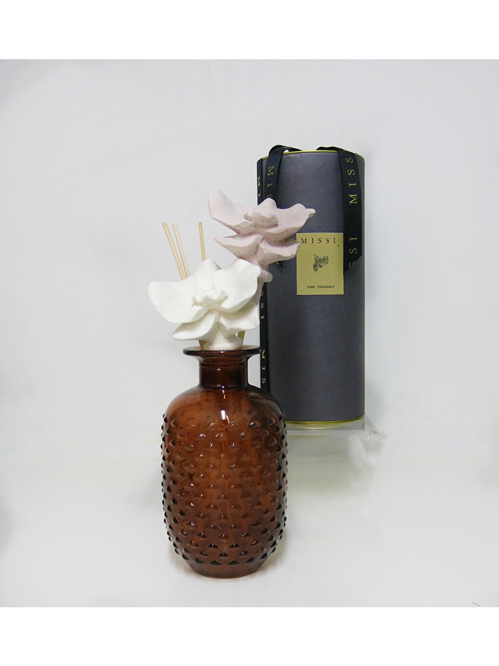 Özel Kutulu Kahverengi Kabartmalı Şişe Dark Amber Oda Kokusu Hediye Seti