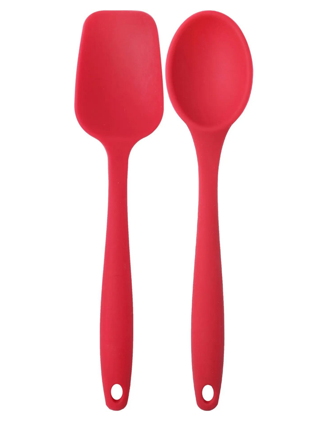 Kitchen Design Lab Kirmizi Büyük Boy Yanmaz Yapışmaz Düz Spatula ve Kaşık Seti Kırmızı2'li