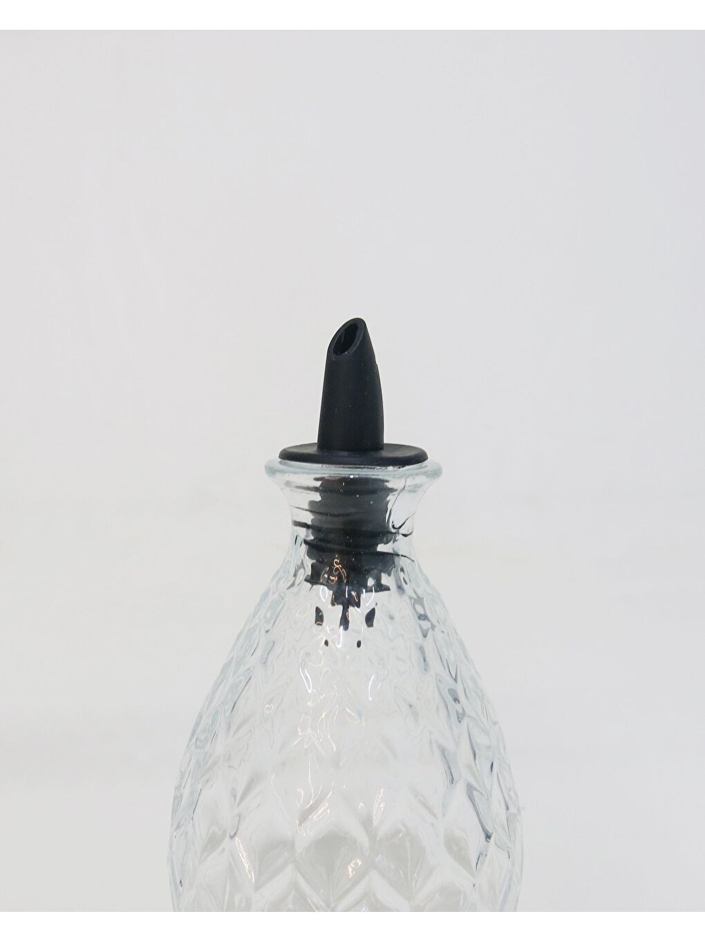 Renksiz Şeffaf Baklava Kabartmalı Cam Yağdanlık/Sosluk-1