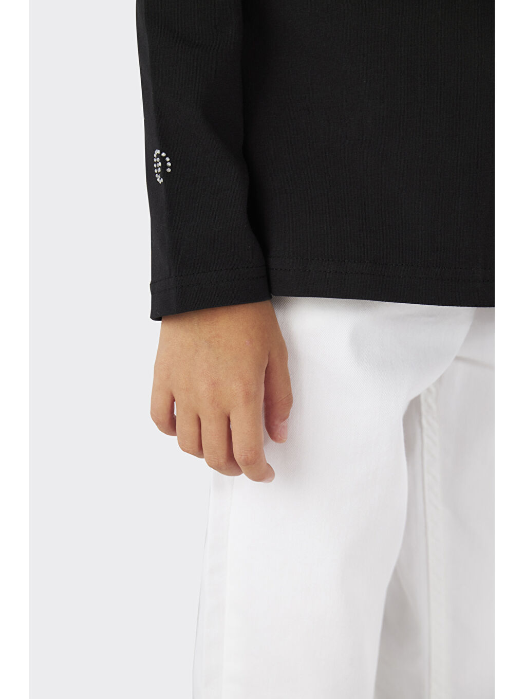 Kız Çocuk Düğmeli Beyaz Pantolon-1