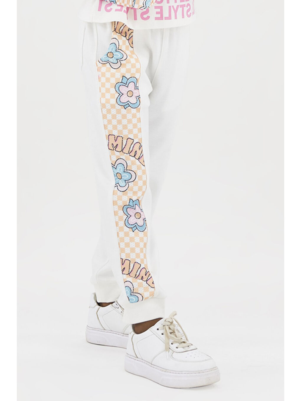 Kız Çocuk Parça Detaylı Ekru Örme Pantolon-2