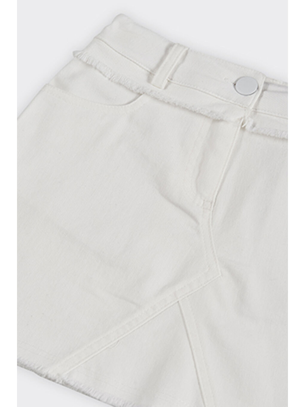 Kız Çocuk Düğmeli Beyaz Etek-2