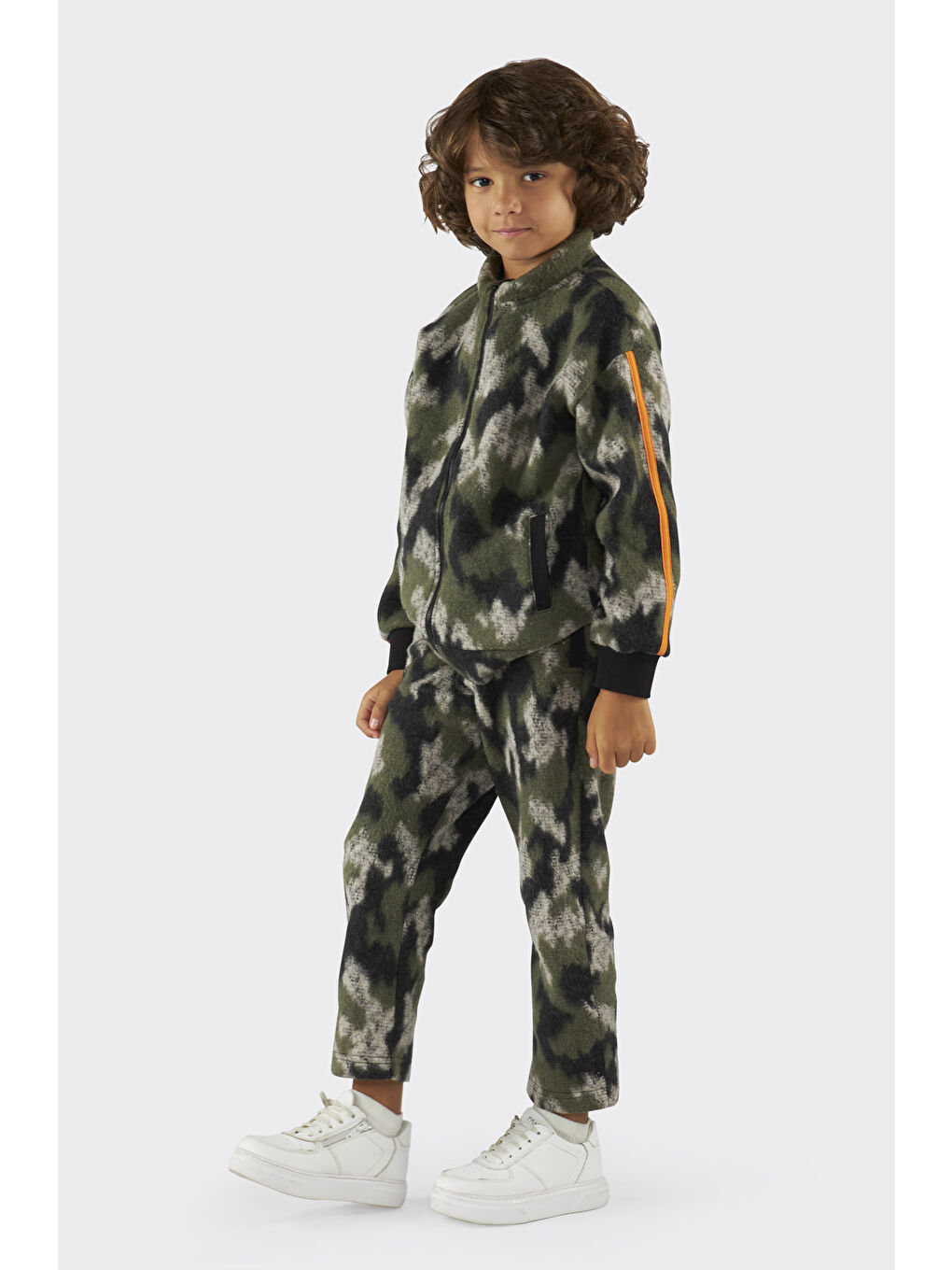 Erkek Çocuk Kamuflaj Desenli Haki Örme Pantolon-1