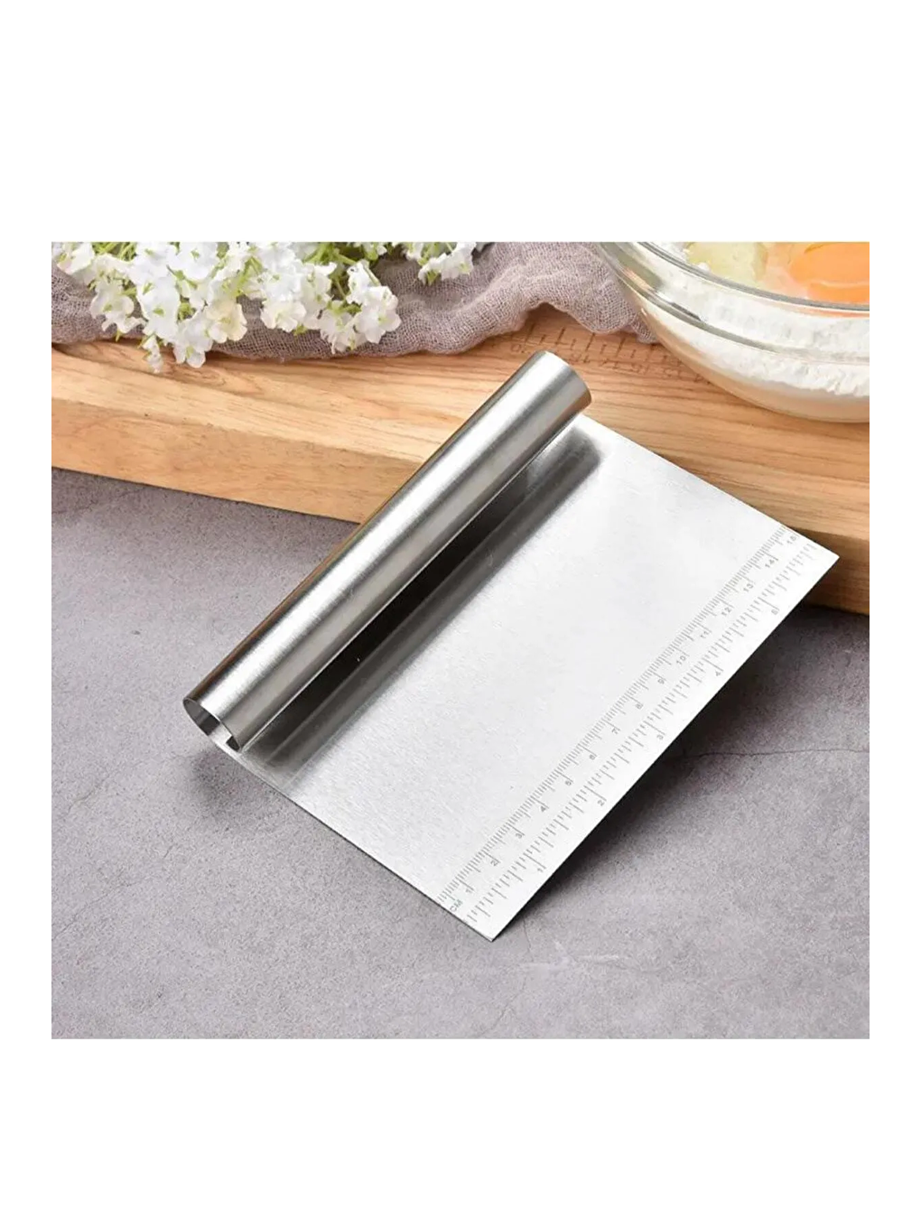 Kitchen Design Lab Mor Silikon Ölçülü Çok Amaçlı Hamur Açma Matı 45 cm x 65 cm ve Ölçülü Çelik Hamur Kesme Spatulası - 5