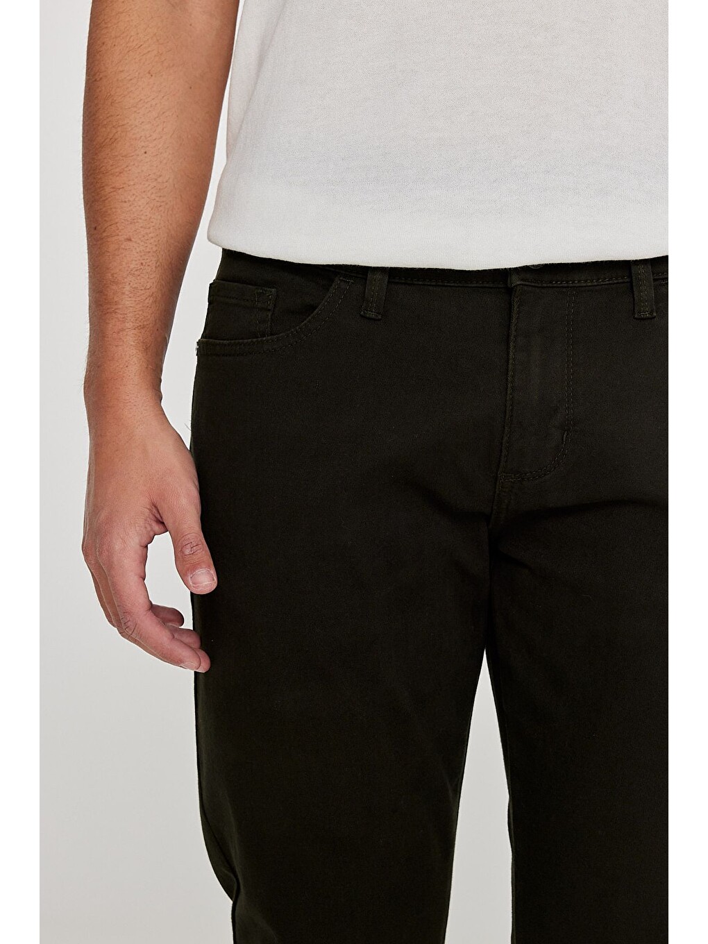 Erkek Haki Slim Fit Dar Kesim 5 Cep Pamuklu Esnek  Chino Pantolon-7