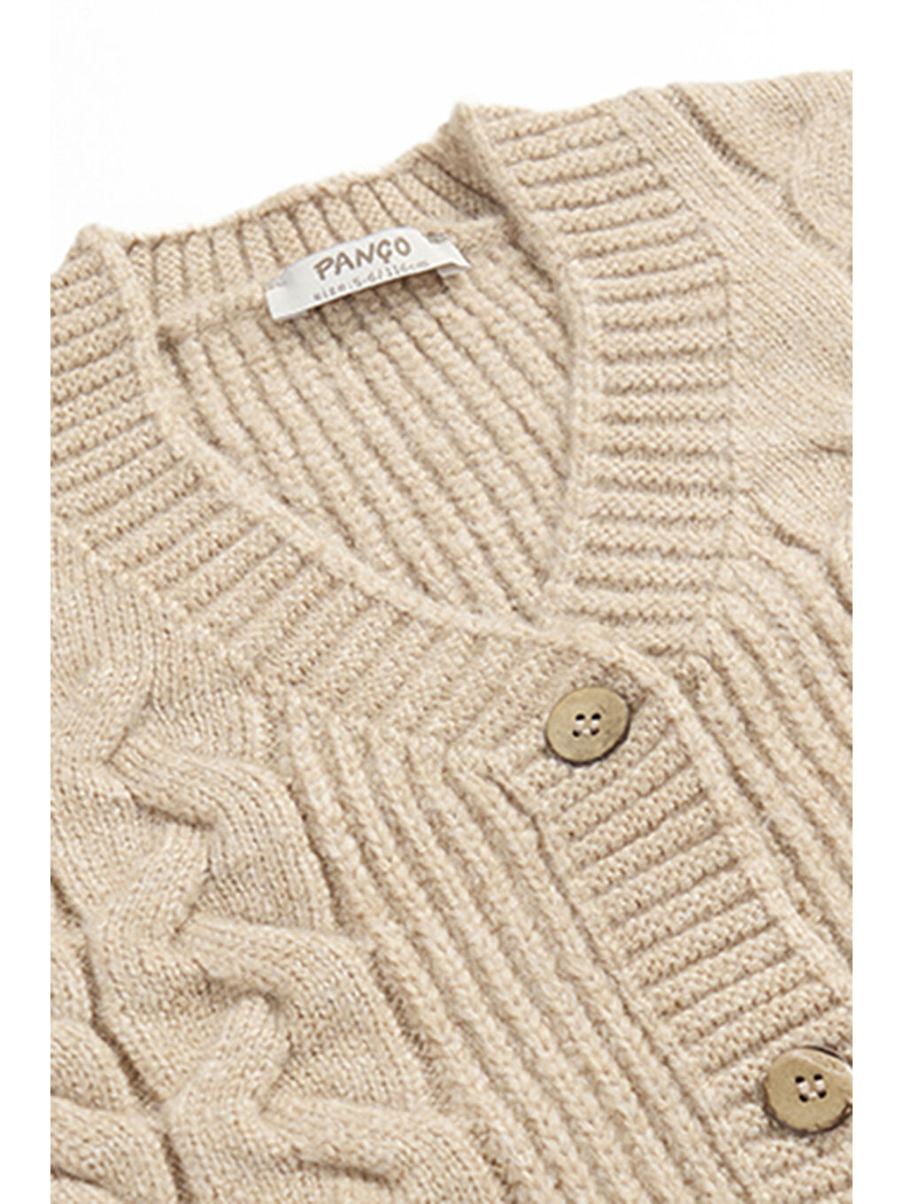 Kız Çocuk Düğmeli Bej Triko Hırka-2