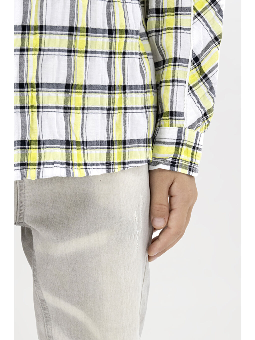 Erkek Çocuk Ekose Beyaz Gömlek-1