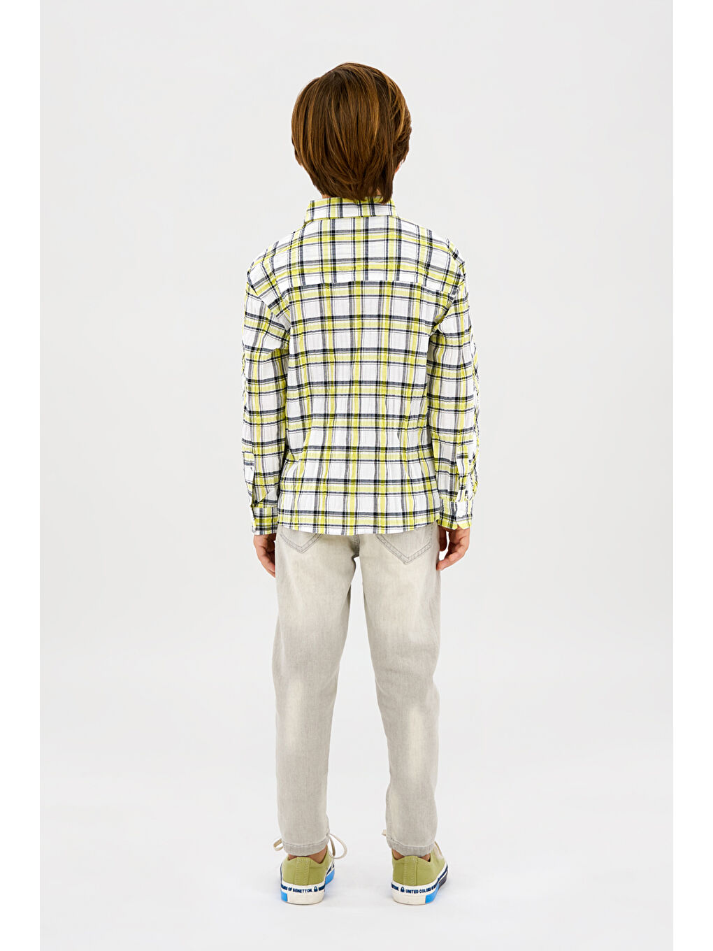 Erkek Çocuk Ekose Beyaz Gömlek-2