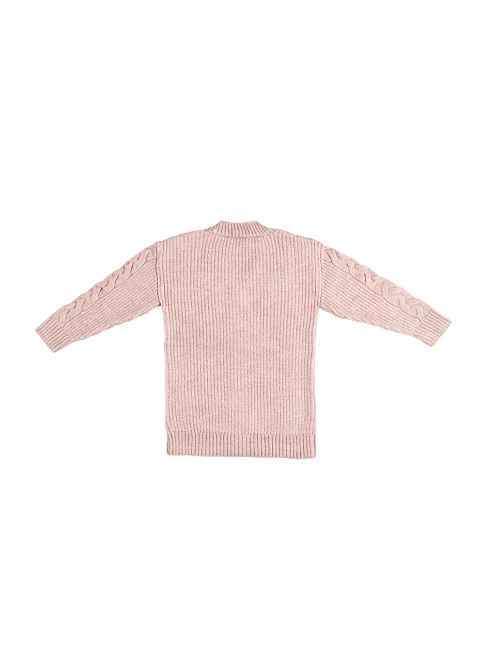 Pembe Kız Çocuk Düğmeli Pudra Triko Hırka-1