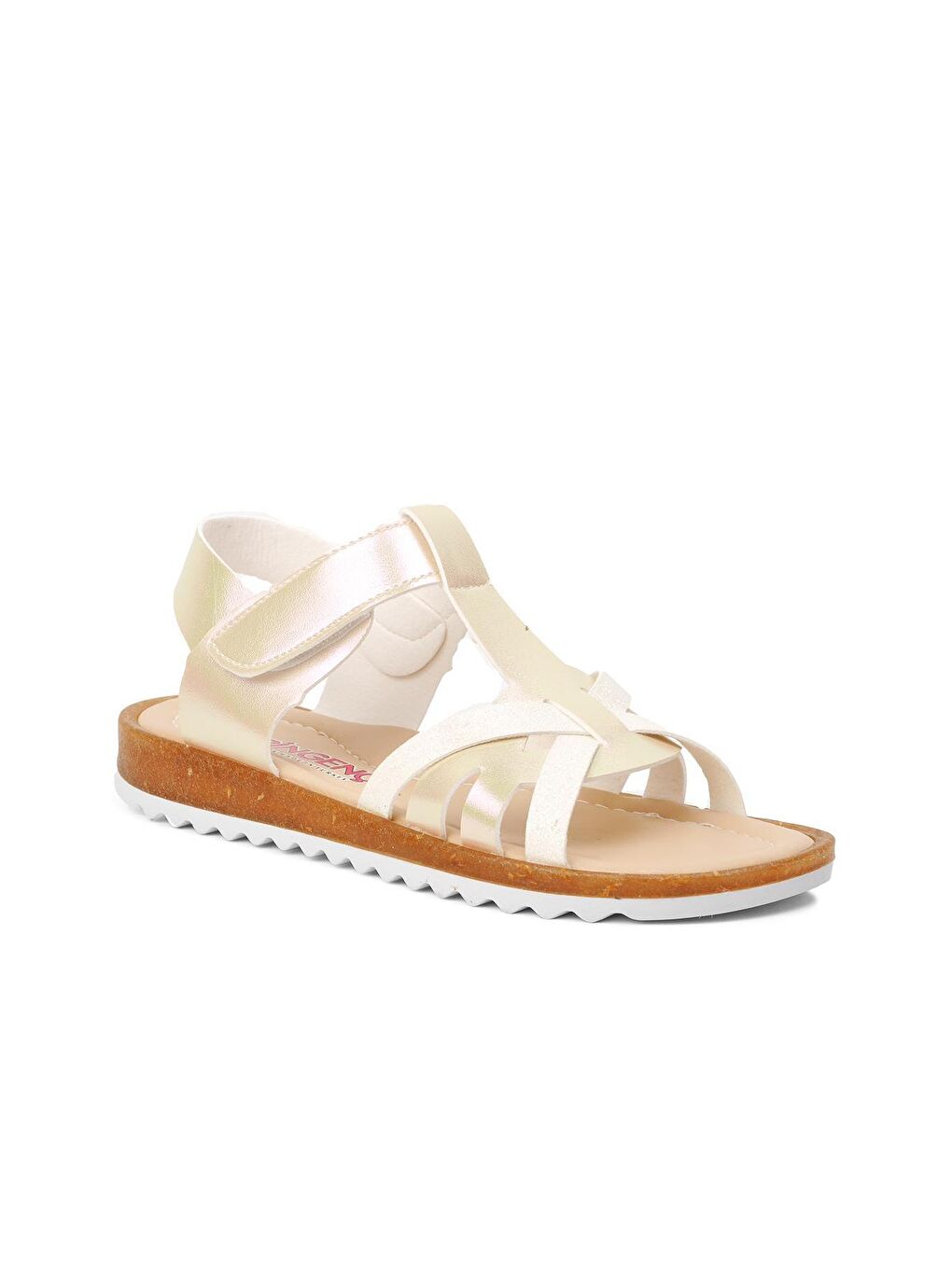 Ekru Ortopedik Cırtlı Kız Çocuk Sandalet 22Y07-F-2