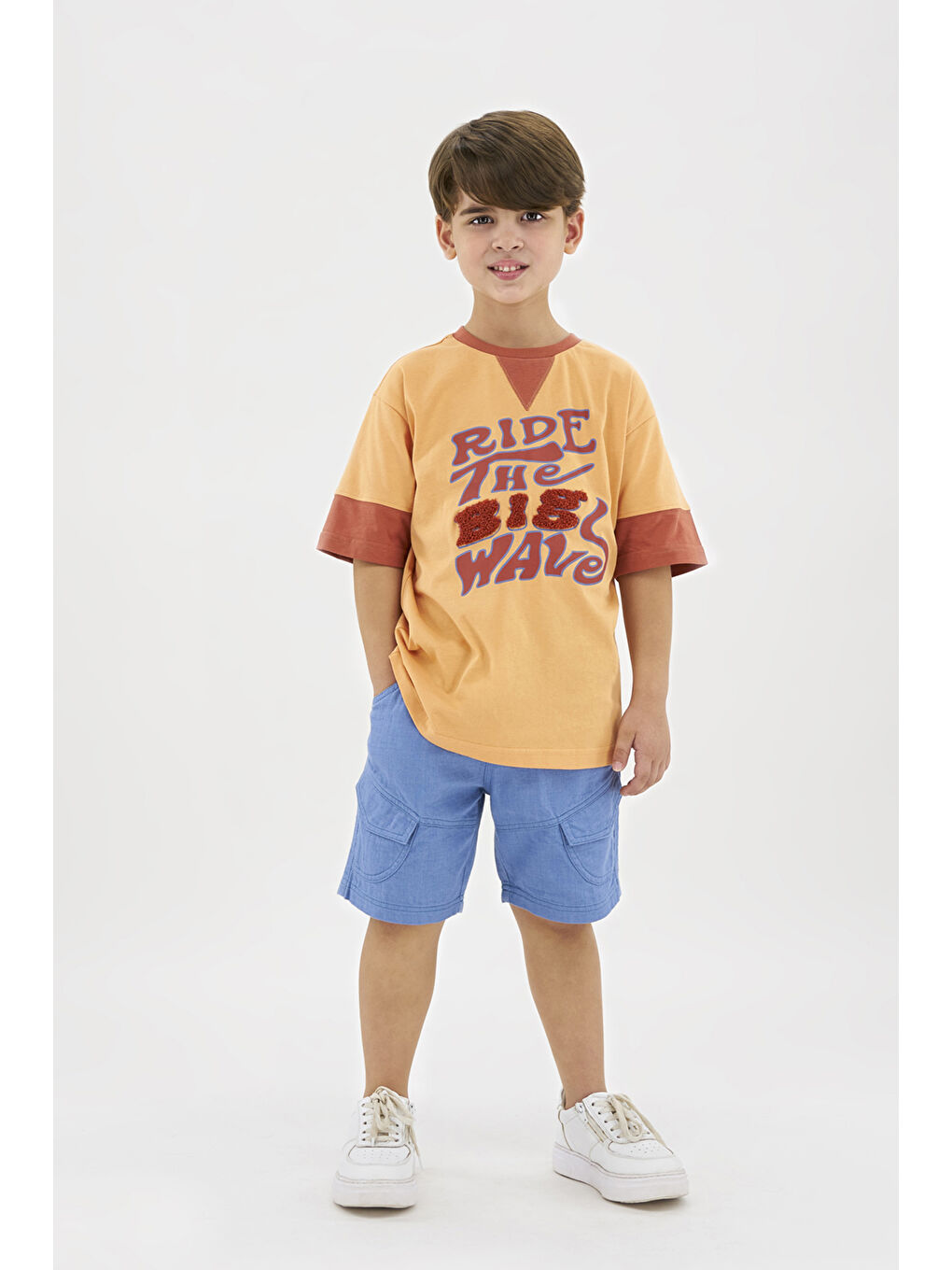 Pembe Erkek Çocuk Kısa Kollu Somon Tişört