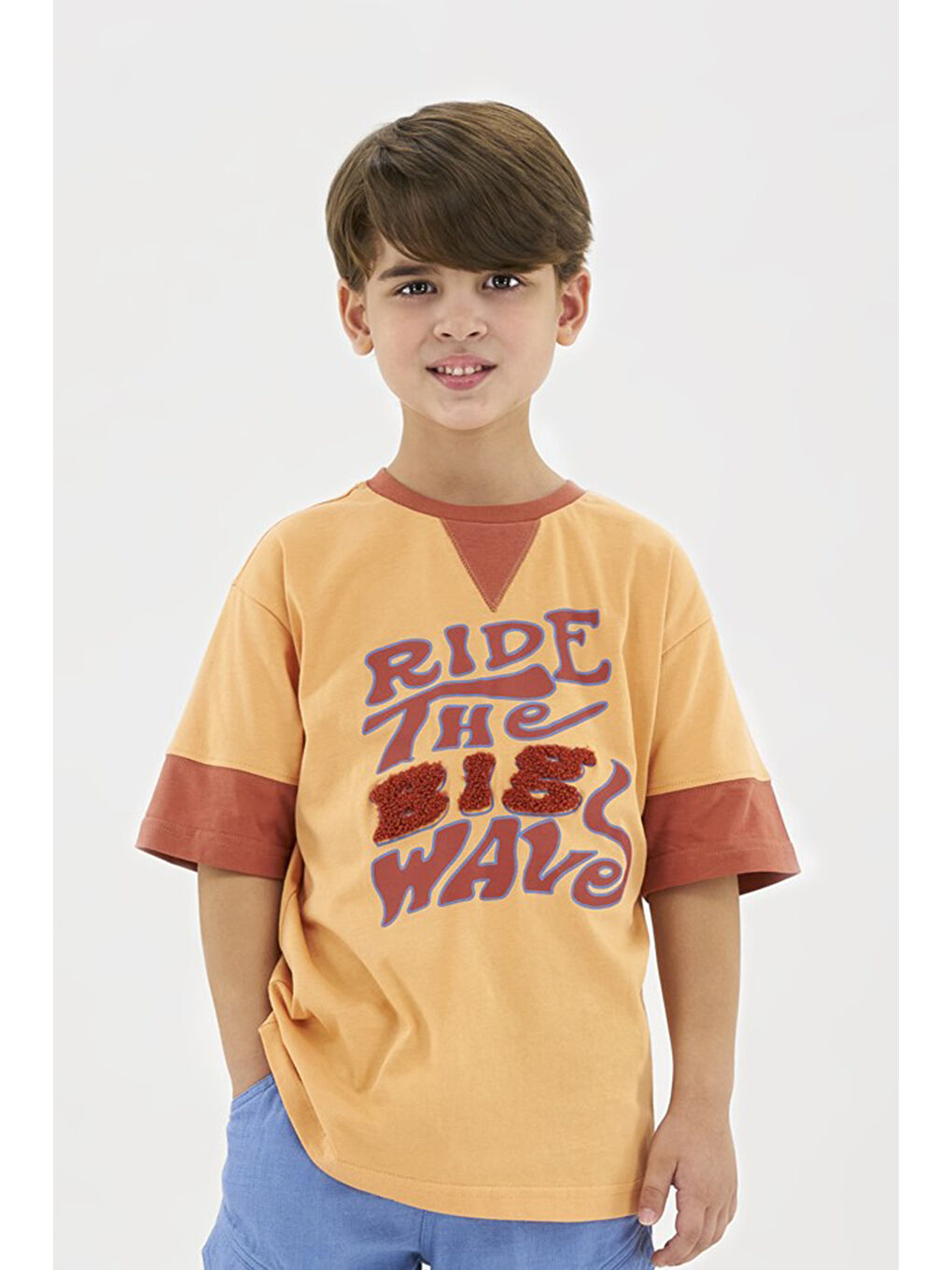 Pembe Erkek Çocuk Kısa Kollu Somon Tişört-1