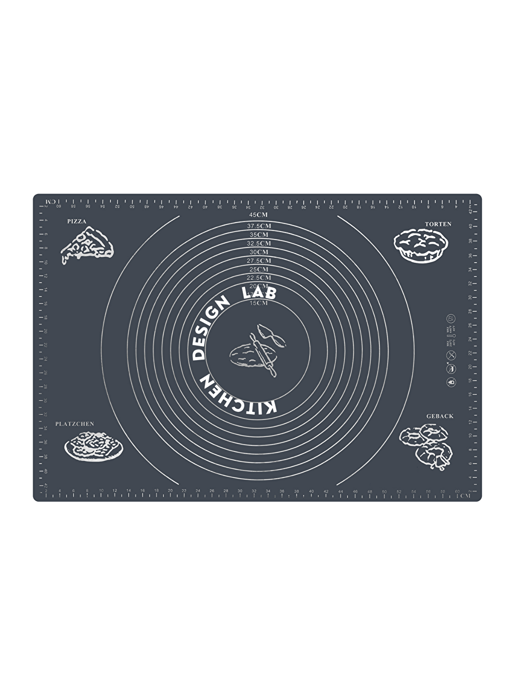 1. Sınıf Hamur Pişirme Altlığı Ölçülü Hamur Açma Matı 45 X 65 Cm Gri, Ahşap Sabit Merdane-1