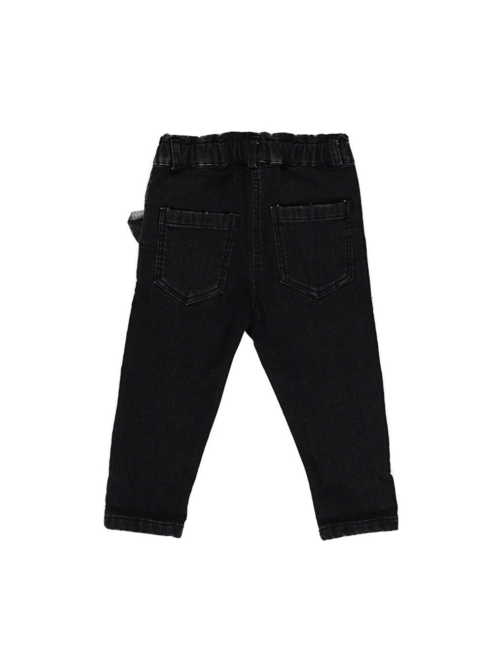 Kız Bebek Tül Detaylı Siyah Jean Pantolon-1