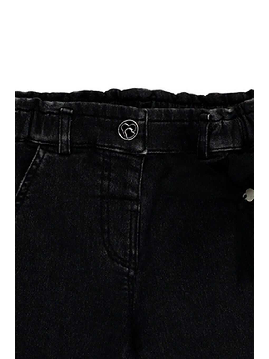 Kız Bebek Tül Detaylı Siyah Jean Pantolon-2