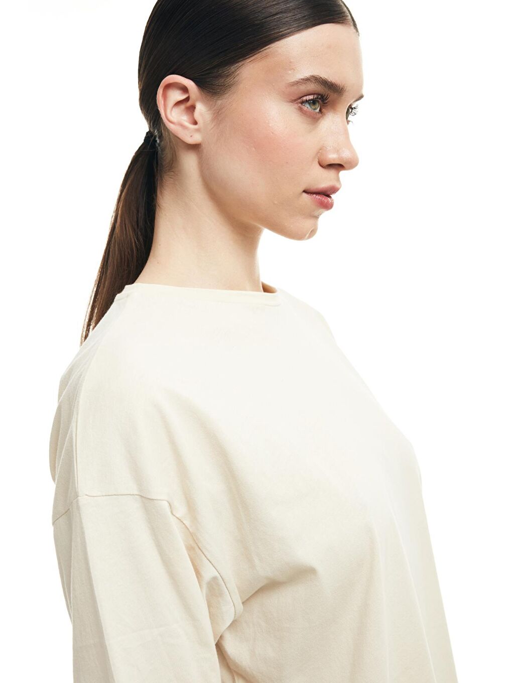 Truvakar Kol Basic Oversize Tişört Bej-2