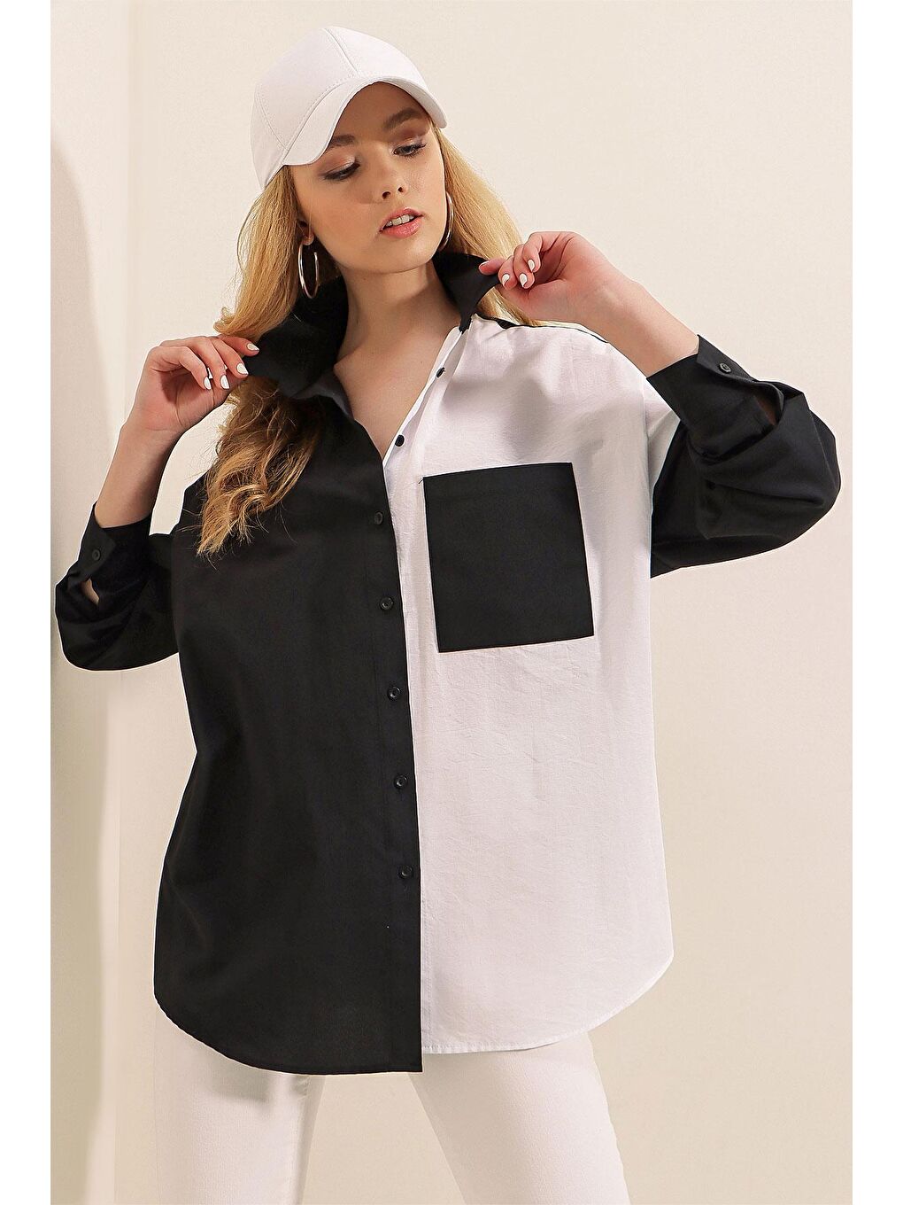 20116 Blok Renkli Gömlek - Siyah-1