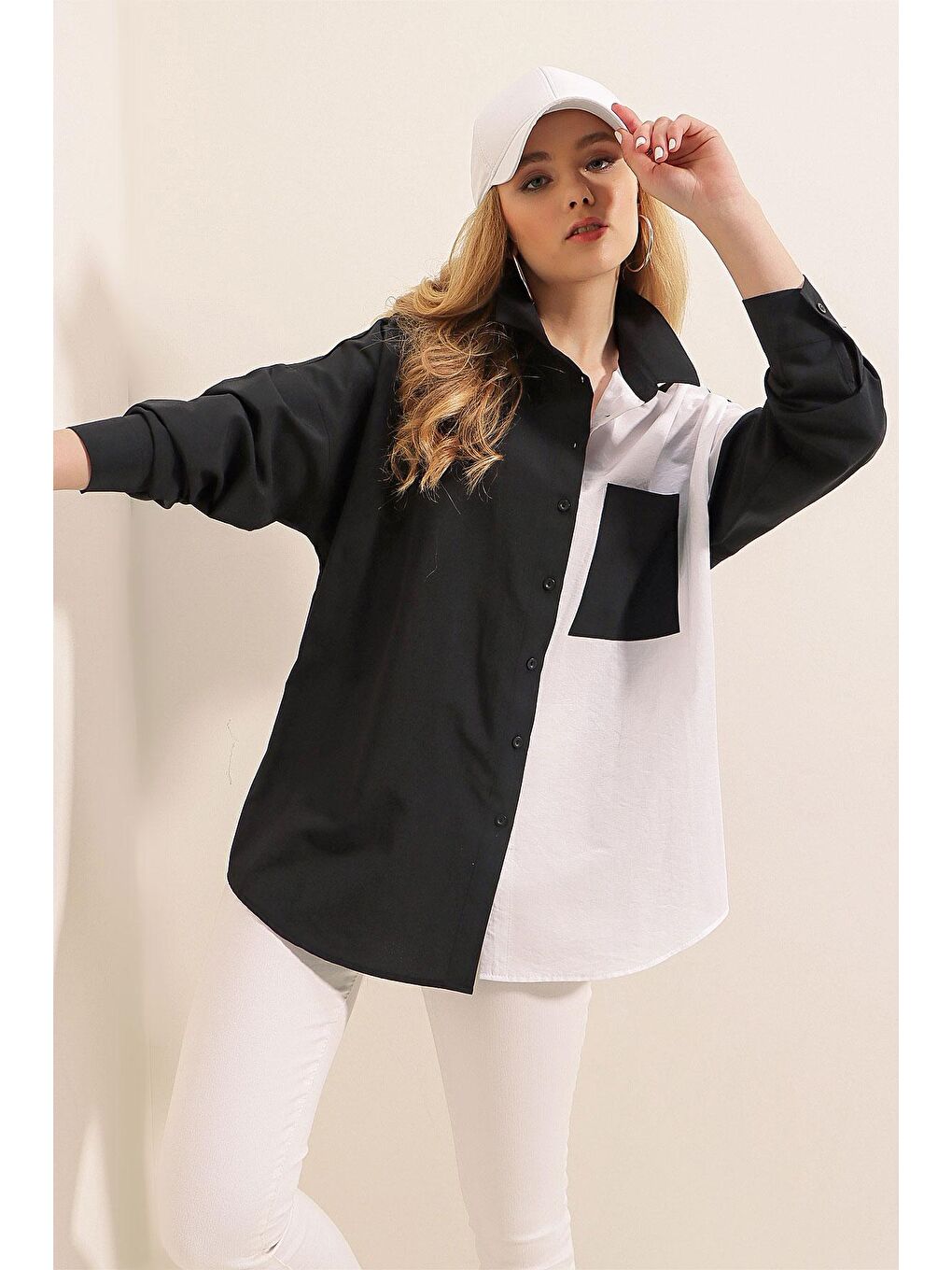 20116 Blok Renkli Gömlek - Siyah-2