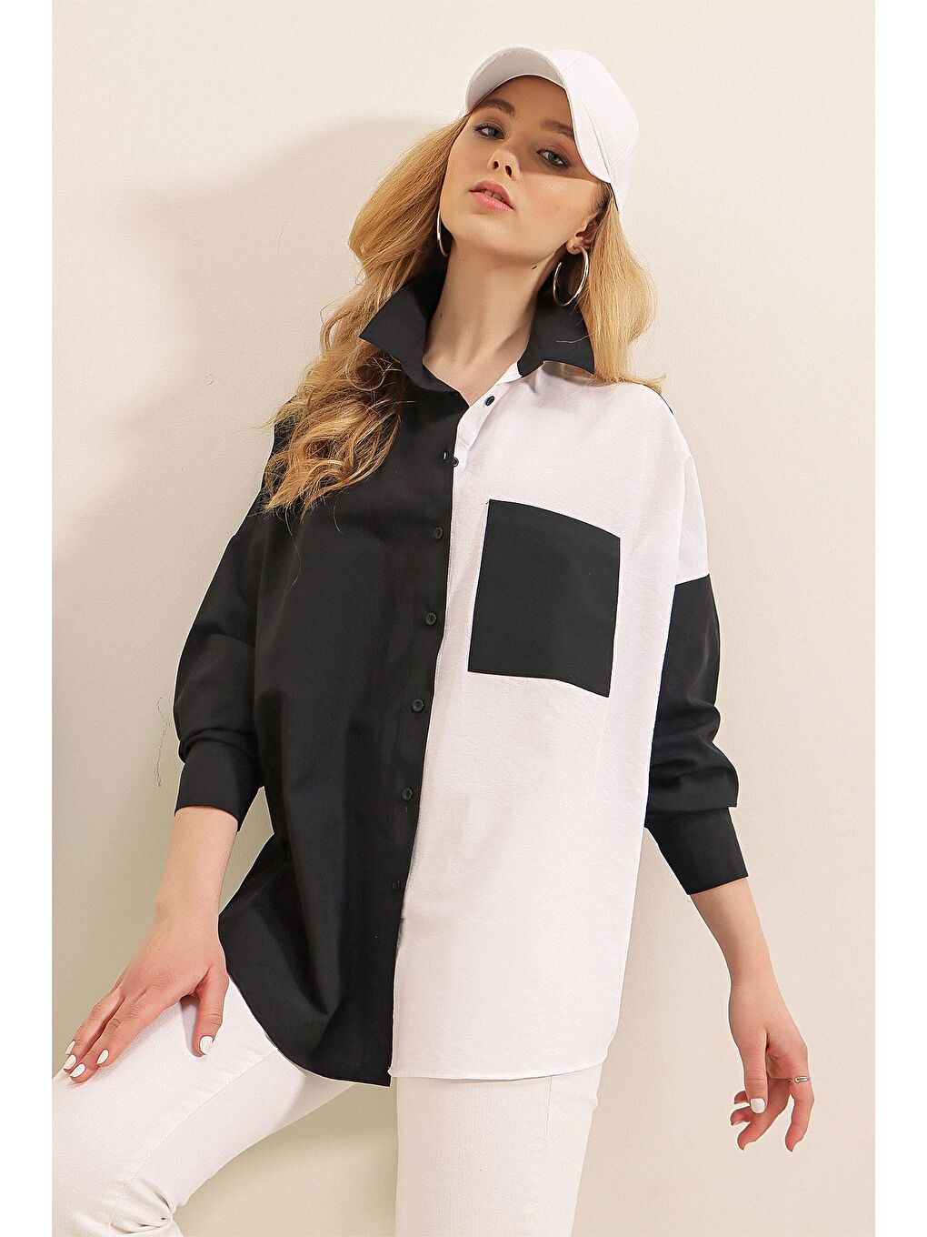 20116 Blok Renkli Gömlek - Siyah-3